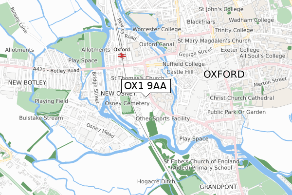 OX1 9AA map - small scale - OS Open Zoomstack (Ordnance Survey)