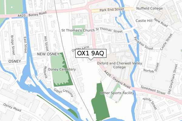 OX1 9AQ map - large scale - OS Open Zoomstack (Ordnance Survey)