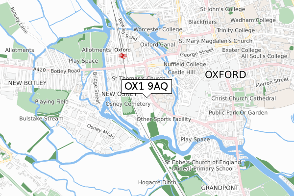 OX1 9AQ map - small scale - OS Open Zoomstack (Ordnance Survey)
