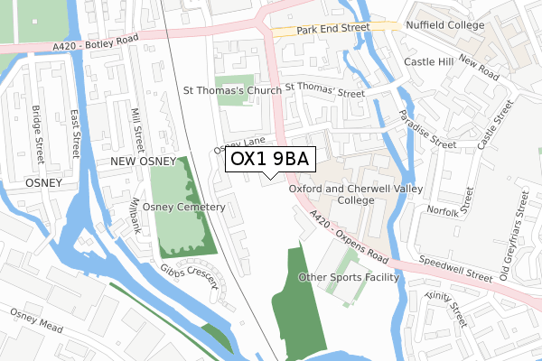 OX1 9BA map - large scale - OS Open Zoomstack (Ordnance Survey)