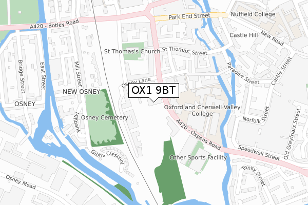 OX1 9BT map - large scale - OS Open Zoomstack (Ordnance Survey)