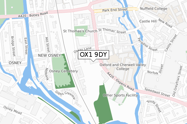 OX1 9DY map - large scale - OS Open Zoomstack (Ordnance Survey)