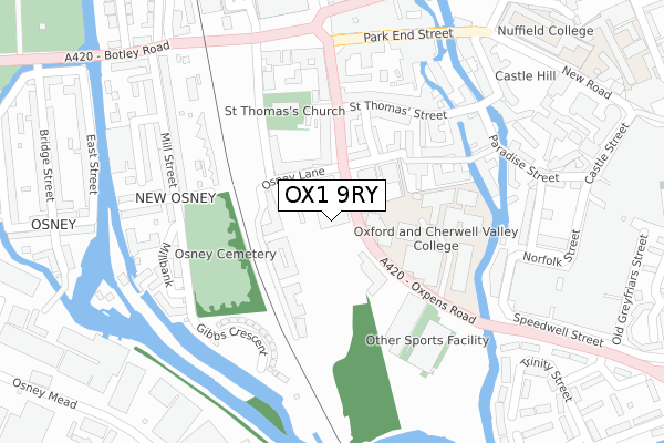 OX1 9RY map - large scale - OS Open Zoomstack (Ordnance Survey)