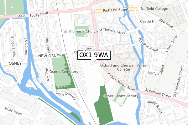 OX1 9WA map - large scale - OS Open Zoomstack (Ordnance Survey)