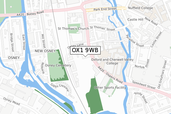 OX1 9WB map - large scale - OS Open Zoomstack (Ordnance Survey)