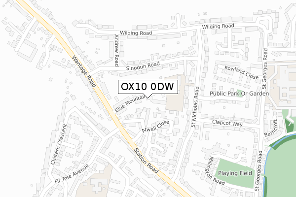 OX10 0DW map - large scale - OS Open Zoomstack (Ordnance Survey)