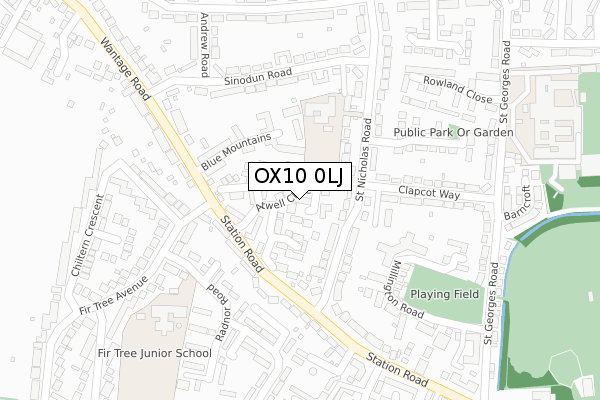 OX10 0LJ map - large scale - OS Open Zoomstack (Ordnance Survey)