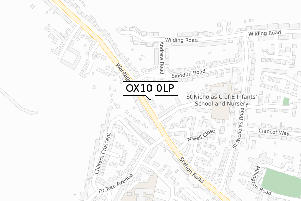 OX10 0LP map - large scale - OS Open Zoomstack (Ordnance Survey)
