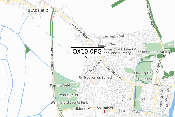 OX10 0PG map - small scale - OS Open Zoomstack (Ordnance Survey)