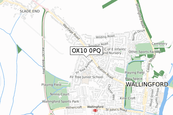 OX10 0PQ map - small scale - OS Open Zoomstack (Ordnance Survey)