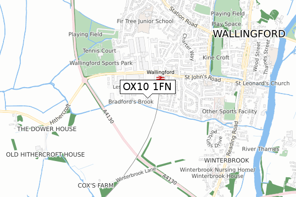 OX10 1FN map - small scale - OS Open Zoomstack (Ordnance Survey) OX10 1FN map - small scale - OS Open Zoomstack (Ordnance Survey)