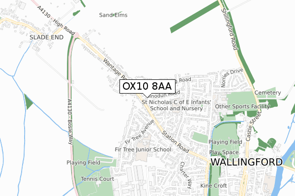 OX10 8AA map - small scale - OS Open Zoomstack (Ordnance Survey)