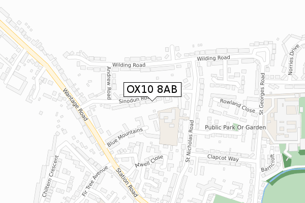 OX10 8AB map - large scale - OS Open Zoomstack (Ordnance Survey)