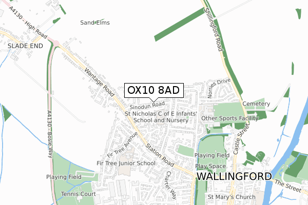 OX10 8AD map - small scale - OS Open Zoomstack (Ordnance Survey)