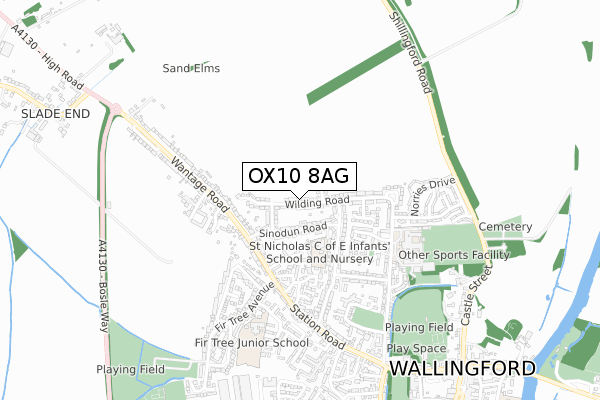OX10 8AG map - small scale - OS Open Zoomstack (Ordnance Survey)