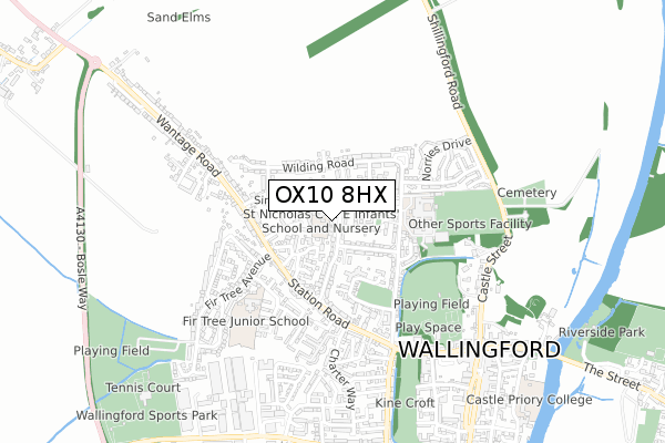 OX10 8HX map - small scale - OS Open Zoomstack (Ordnance Survey)