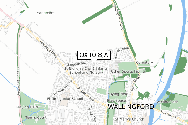 OX10 8JA map - small scale - OS Open Zoomstack (Ordnance Survey)