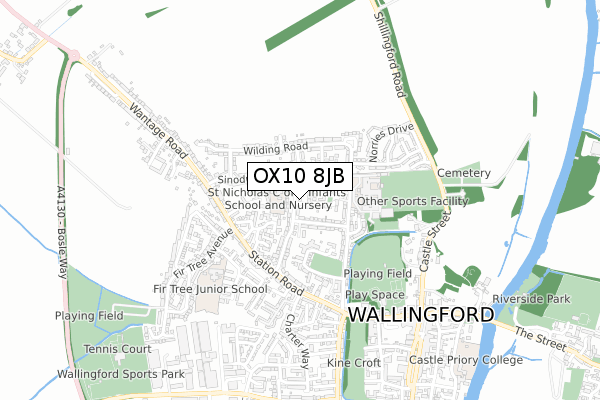 OX10 8JB map - small scale - OS Open Zoomstack (Ordnance Survey)