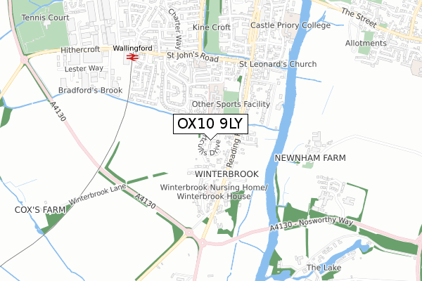 OX10 9LY map - small scale - OS Open Zoomstack (Ordnance Survey)