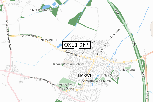 OX11 0FP map - small scale - OS Open Zoomstack (Ordnance Survey)