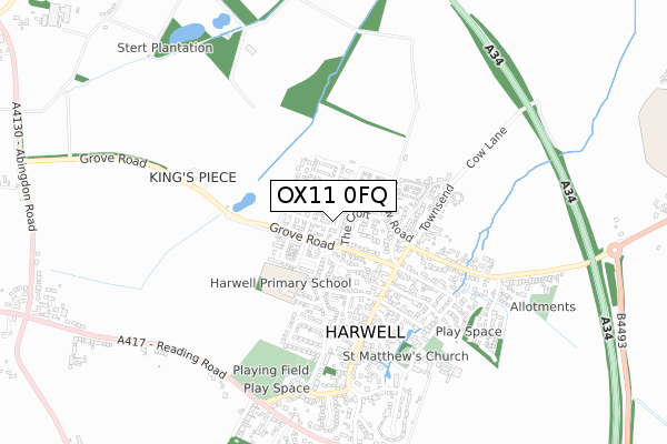 OX11 0FQ map - small scale - OS Open Zoomstack (Ordnance Survey)