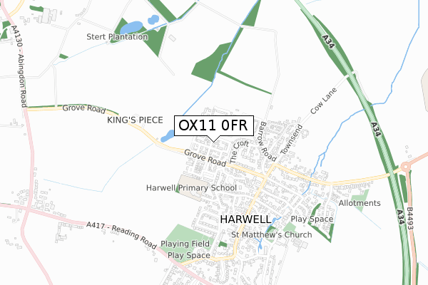 OX11 0FR map - small scale - OS Open Zoomstack (Ordnance Survey)