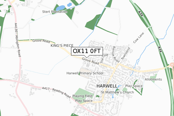OX11 0FT map - small scale - OS Open Zoomstack (Ordnance Survey)