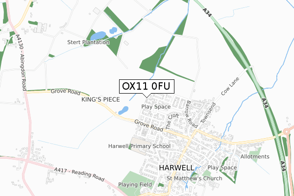 OX11 0FU map - small scale - OS Open Zoomstack (Ordnance Survey)