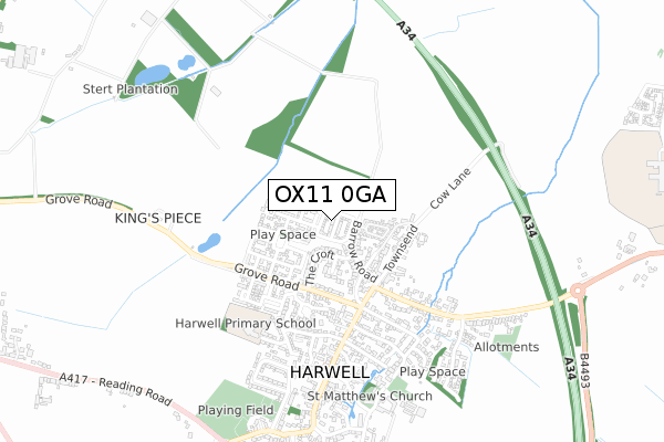 OX11 0GA map - small scale - OS Open Zoomstack (Ordnance Survey)
