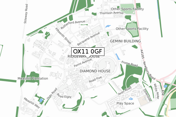 OX11 0GF map - small scale - OS Open Zoomstack (Ordnance Survey)