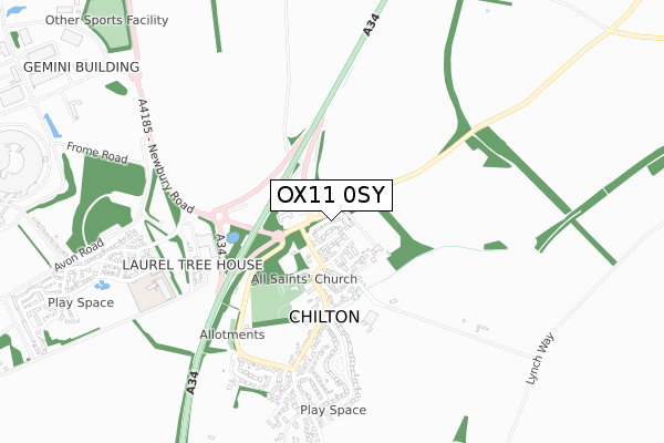 OX11 0SY map - small scale - OS Open Zoomstack (Ordnance Survey)