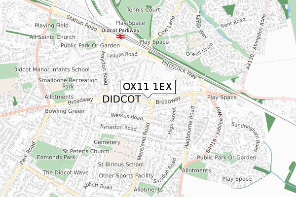 OX11 1EX map - small scale - OS Open Zoomstack (Ordnance Survey)
