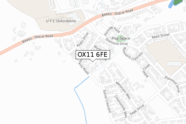 OX11 6FE map - large scale - OS Open Zoomstack (Ordnance Survey)