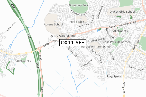 OX11 6FE map - small scale - OS Open Zoomstack (Ordnance Survey)