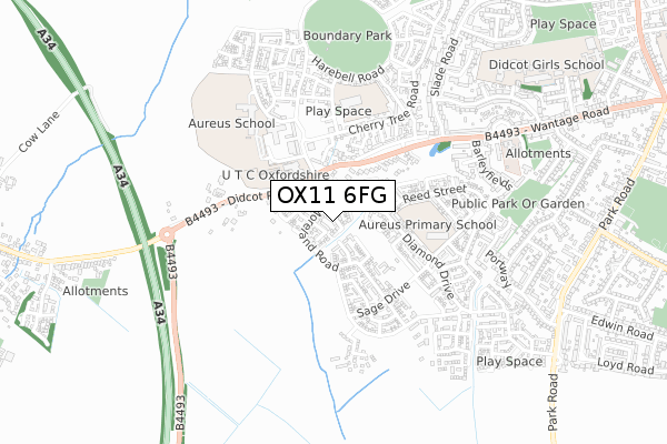 OX11 6FG map - small scale - OS Open Zoomstack (Ordnance Survey)