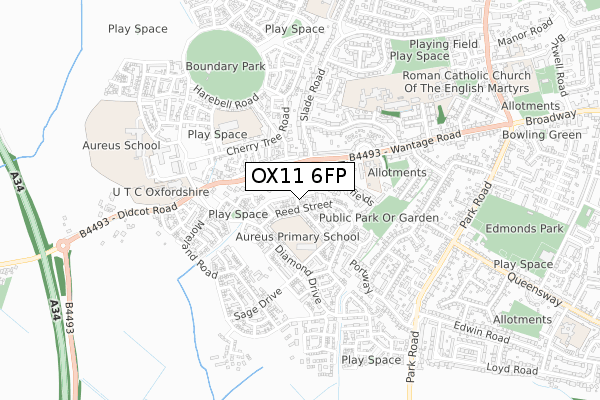 OX11 6FP map - small scale - OS Open Zoomstack (Ordnance Survey)