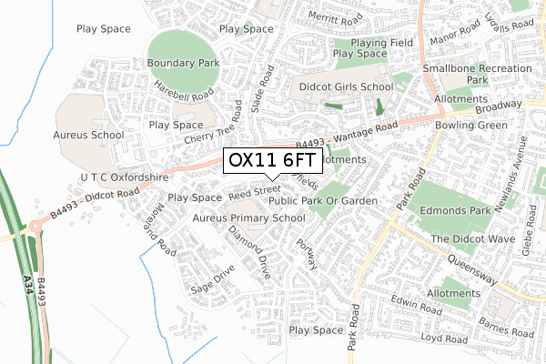 OX11 6FT map - small scale - OS Open Zoomstack (Ordnance Survey)