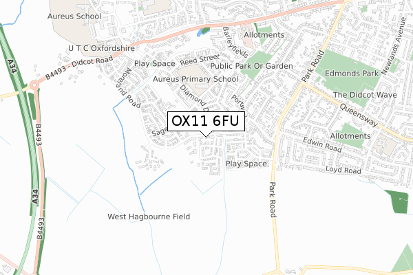 OX11 6FU map - small scale - OS Open Zoomstack (Ordnance Survey)