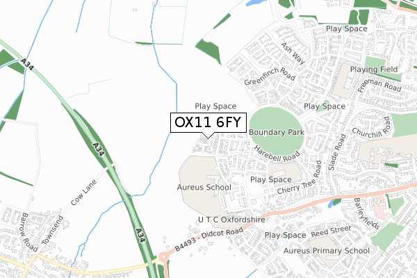 OX11 6FY map - small scale - OS Open Zoomstack (Ordnance Survey)