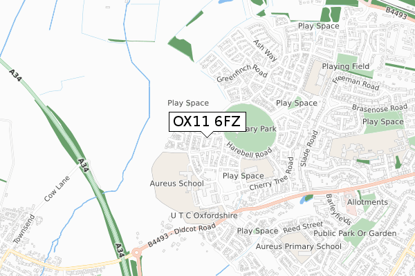 OX11 6FZ map - small scale - OS Open Zoomstack (Ordnance Survey)
