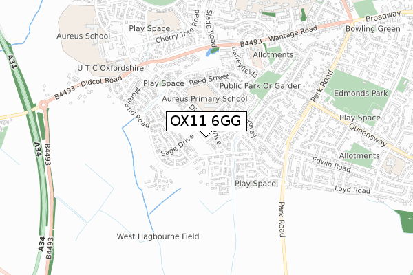 OX11 6GG map - small scale - OS Open Zoomstack (Ordnance Survey)