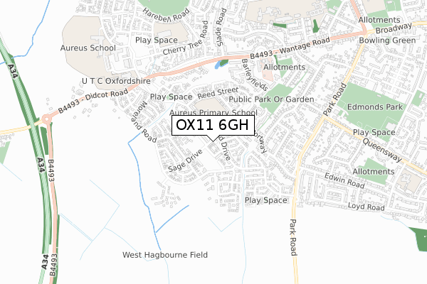 OX11 6GH map - small scale - OS Open Zoomstack (Ordnance Survey)