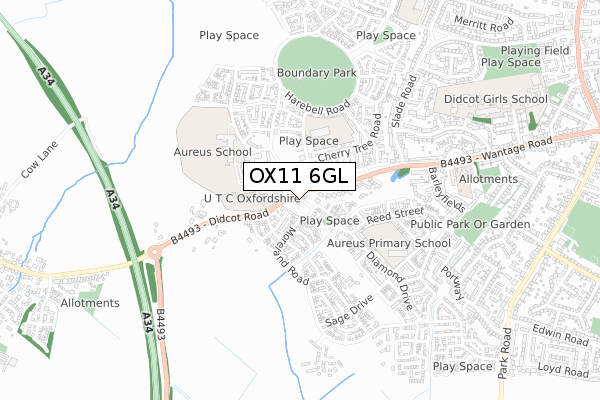 OX11 6GL map - small scale - OS Open Zoomstack (Ordnance Survey)