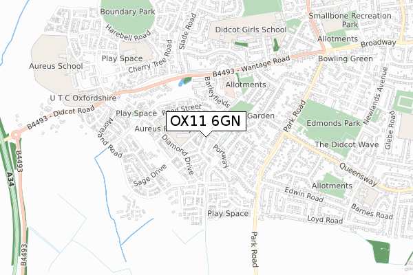 OX11 6GN map - small scale - OS Open Zoomstack (Ordnance Survey)