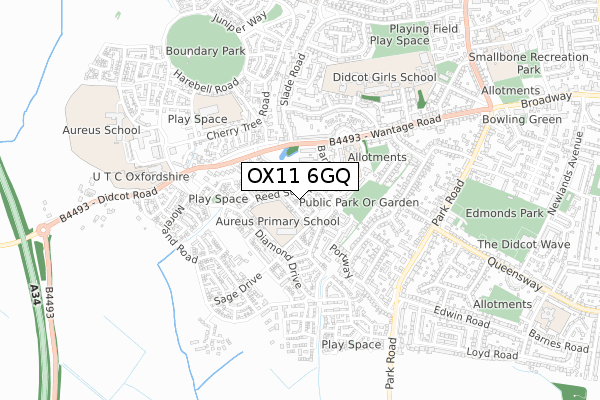 OX11 6GQ map - small scale - OS Open Zoomstack (Ordnance Survey)