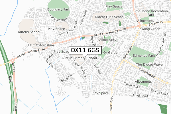 OX11 6GS map - small scale - OS Open Zoomstack (Ordnance Survey)