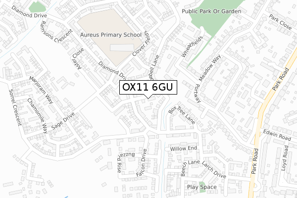 OX11 6GU map - large scale - OS Open Zoomstack (Ordnance Survey)