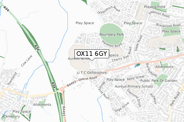 OX11 6GY map - small scale - OS Open Zoomstack (Ordnance Survey)