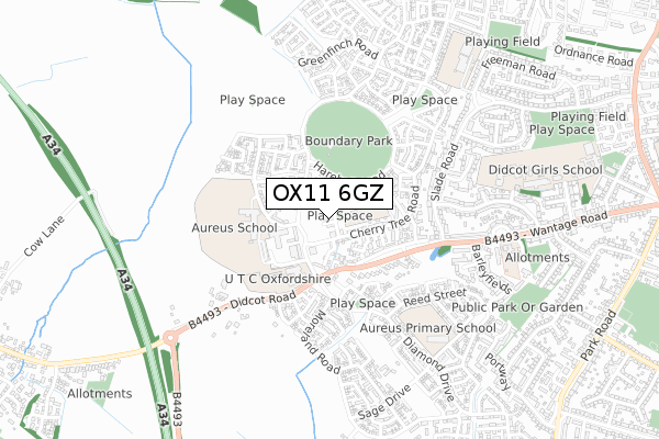 OX11 6GZ map - small scale - OS Open Zoomstack (Ordnance Survey)
