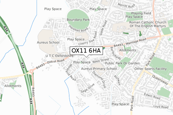 OX11 6HA map - small scale - OS Open Zoomstack (Ordnance Survey)